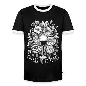 Geburtstag 70 Jahre Geschenk Spruch - Männer Kontrast-T-Shirt - Schwarz/Weiß - Vorne - AI Model Female 172 light (172cm) & AI Model Male 178 light (178cm)