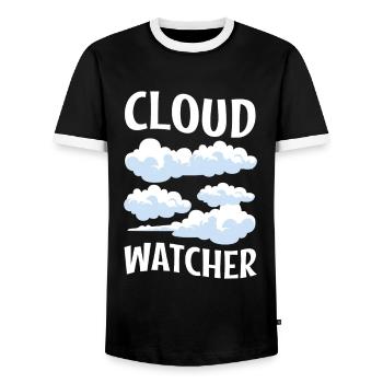 Cloud Watcher - Men's Ringer Shirt - black/white - Front - AI Model Female 172 light (172cm) & AI Model Male 178 light (178cm)