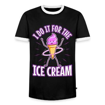 Je le fais pour la crème glacée - T-shirt contrasté Homme - noir/blanc - Devant - AI Model Female 172 light (172cm) & AI Model Male 178 light (178cm)