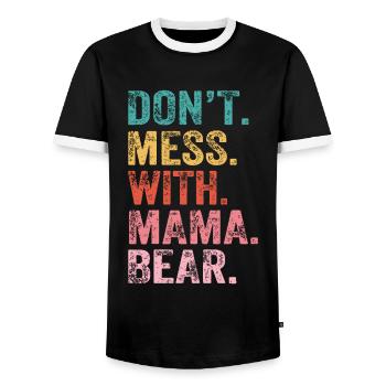 Don't Mess With Mama Bear - Men's Ringer Shirt - black/white - Front - AI Model Female 172 light (172cm) & AI Model Male 178 light (178cm)