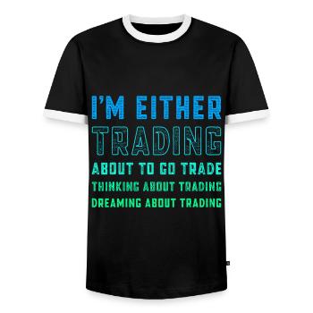 Drôle de jour Trader Trading Quote Stock Market Stockb - T-shirt contrasté Homme - noir/blanc - Devant - AI Model Female 172 light (172cm) & AI Model Male 178 light (178cm)