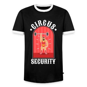 Circus security - Men's Ringer Shirt - black/white - Front - AI Model Female 172 light (172cm) & AI Model Male 178 light (178cm)