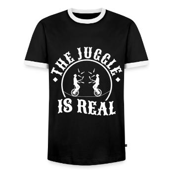 The Juggle Is Real - Men's Ringer Shirt - black/white - Front - AI Model Female 172 light (172cm) & AI Model Male 178 light (178cm)