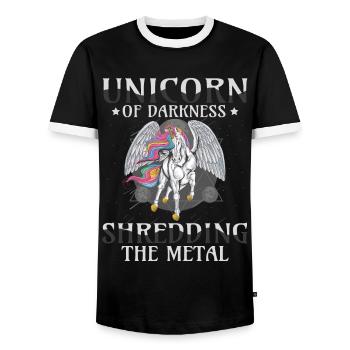 Goth Rock Satan Einhorn Festivals Death Metal - Männer Kontrast-T-Shirt - Schwarz/Weiß - Vorne - AI Model Female 172 light (172cm) & AI Model Male 178 light (178cm)