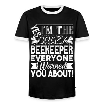 Beekeeper I'm The Crazy Beekeeper - Men's Ringer Shirt - black/white - Front - AI Model Female 172 light (172cm) & AI Model Male 178 light (178cm)