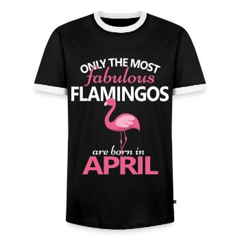 Flamingo April Birthday Birthday Party Gift Cute 2 - Men's Ringer Shirt - black/white - Front - AI Model Female 172 light (172cm) & AI Model Male 178 light (178cm)