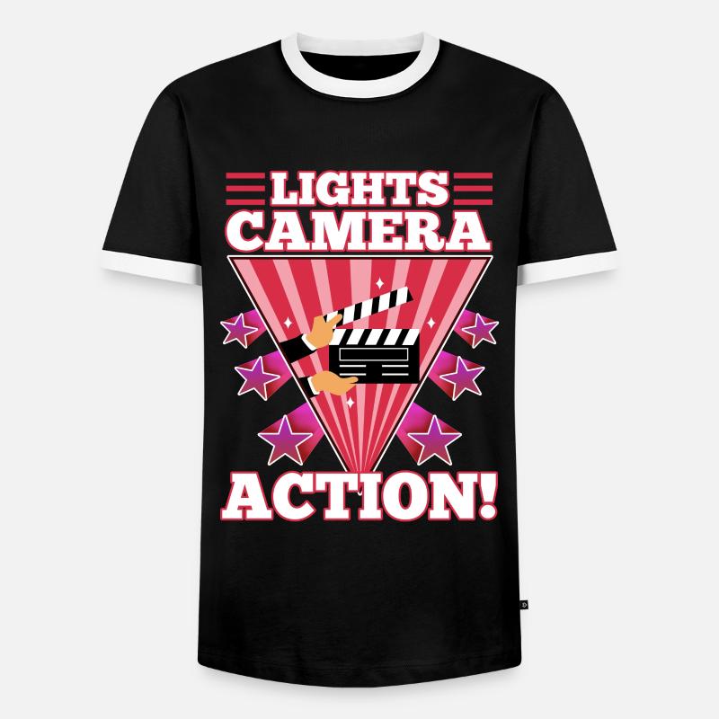 Lights camera action - Men's Ringer Shirt - black/white