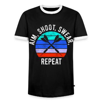 Club de sport de fléchettes, jeu de fléchettes, fléchettes de sport Pfeil - T-shirt contrasté Homme - noir/blanc - Devant - AI Model Female 172 light (172cm) & AI Model Male 178 light (178cm)