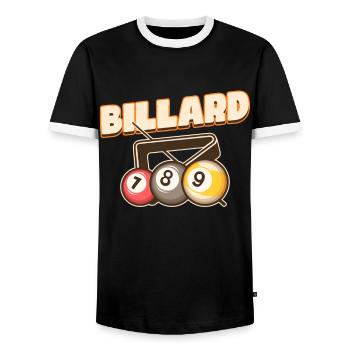Billiards, Pool Billiards, Snooker Club, Club Billiards - Men's Ringer Shirt - black/white - Front - AI Model Female 172 light (172cm) & AI Model Male 178 light (178cm)