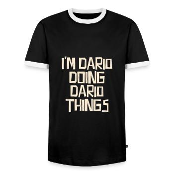 I'm Dario doing Dario things - Männer Kontrast-T-Shirt - Schwarz/Weiß - Vorne - AI Model Female 172 light (172cm) & AI Model Male 178 light (178cm)