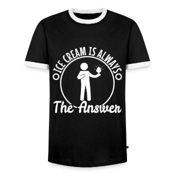 La crème glacée est toujours la réponse - T-shirt contrasté Homme - noir/blanc - Devant - AI Model Female 172 light (172cm) & AI Model Male 178 light (178cm)
