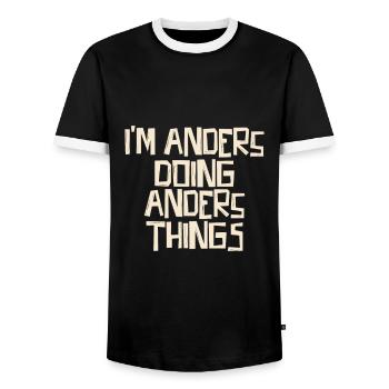 I'm Anders doing Anders things - Männer Kontrast-T-Shirt - Schwarz/Weiß - Vorne - AI Model Female 172 light (172cm) & AI Model Male 178 light (178cm)