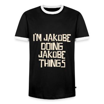 Je suis Jakobe en train de faire des choses Jakobe - T-shirt contrasté Homme - noir/blanc - Devant - AI Model Female 172 light (172cm) & AI Model Male 178 light (178cm)