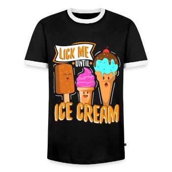 Léchez-moi jusqu’à la crème glacée - T-shirt contrasté Homme - noir/blanc - Devant - AI Model Female 172 light (172cm) & AI Model Male 178 light (178cm)