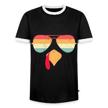 Cool visage de dinde avec des lunettes de soleil drôle Thanksgivin - T-shirt contrasté Homme - noir/blanc - Devant - AI Model Female 172 light (172cm) & AI Model Male 178 light (178cm)