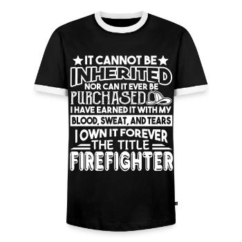 Firefighter Forever The Title Firefighter - Men's Ringer Shirt - black/white - Front - AI Model Female 172 light (172cm) & AI Model Male 178 light (178cm)