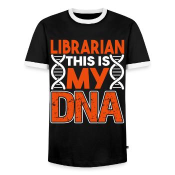 Librarian Librarian This Is In My DNA - Men's Ringer Shirt - black/white - Front - AI Model Female 172 light (172cm) & AI Model Male 178 light (178cm)