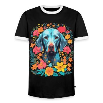 Cadeau de chien Weimaraner - T-shirt contrasté Homme - noir/blanc - Devant - AI Model Female 172 light (172cm) & AI Model Male 178 light (178cm)