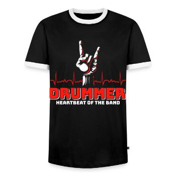 Drummers Drummers Drummers Drummers - Men's Ringer Shirt - black/white - Front - AI Model Female 172 light (172cm) & AI Model Male 178 light (178cm)