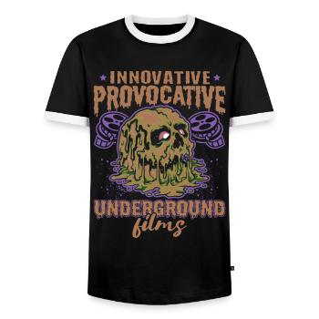 Underground Film, Independent Cinema, Horror - Männer Kontrast-T-Shirt - Schwarz/Weiß - Vorne - AI Model Female 172 light (172cm) & AI Model Male 178 light (178cm)