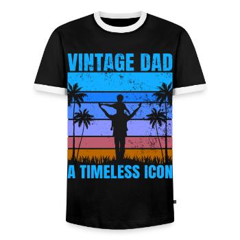 Retro Vintage Daddy 60s 70s 80s 90s Costume de fête - T-shirt contrasté Homme - noir/blanc - Devant - AI Model Female 172 light (172cm) & AI Model Male 178 light (178cm)