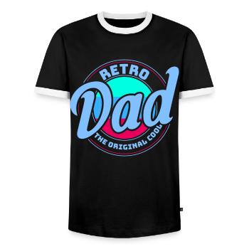 Retro Vintage Daddy 60s 70s 80s 90s Costume de fête - T-shirt contrasté Homme - noir/blanc - Devant - AI Model Female 172 light (172cm) & AI Model Male 178 light (178cm)