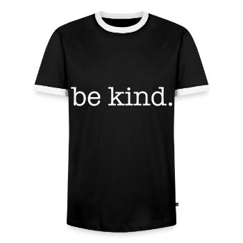 Be Kind In A World Where You Can Be Anything Typew - Men's Ringer Shirt - black/white - Front - AI Model Female 172 light (172cm) & AI Model Male 178 light (178cm)