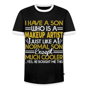 Makeup Artist My Son Is A Makeup Artist - Men's Ringer Shirt - black/white - Front - AI Model Female 172 light (172cm) & AI Model Male 178 light (178cm)