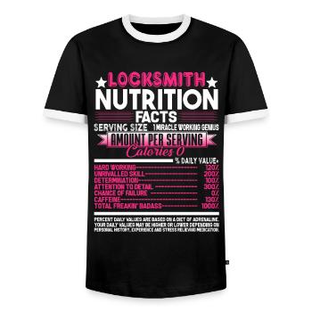 Locksmith Locksmith Nutrition Facts - Men's Ringer Shirt - black/white - Front - AI Model Female 172 light (172cm) & AI Model Male 178 light (178cm)