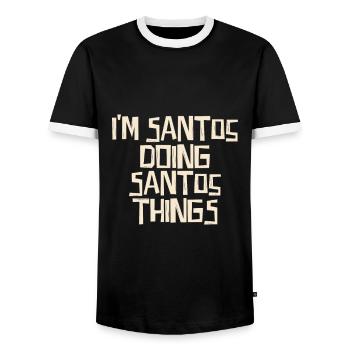 I'm Santos doing Santos things - Men's Ringer Shirt - black/white - Front - AI Model Female 172 light (172cm) & AI Model Male 178 light (178cm)