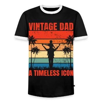 Retro Vintage Daddy 60s 70s 80s 90s Party Costume - Men's Ringer Shirt - black/white - Front - AI Model Female 172 light (172cm) & AI Model Male 178 light (178cm)