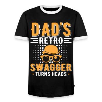 Retro Vintage Daddy 60s 70s 80s 90s Party Costume - Men's Ringer Shirt - black/white - Front - AI Model Female 172 light (172cm) & AI Model Male 178 light (178cm)
