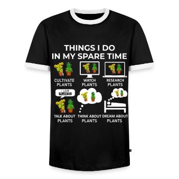 Things I Do In My Spare Time - Plants - Men's Ringer Shirt - black/white - Front - AI Model Female 172 light (172cm) & AI Model Male 178 light (178cm)