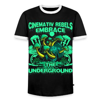 Underground Film, Independent Cinema, Horror - Männer Kontrast-T-Shirt - Schwarz/Weiß - Vorne - AI Model Female 172 light (172cm) & AI Model Male 178 light (178cm)