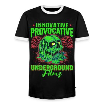 Underground Film, Independent Cinema, Horror - Männer Kontrast-T-Shirt - Schwarz/Weiß - Vorne - AI Model Female 172 light (172cm) & AI Model Male 178 light (178cm)