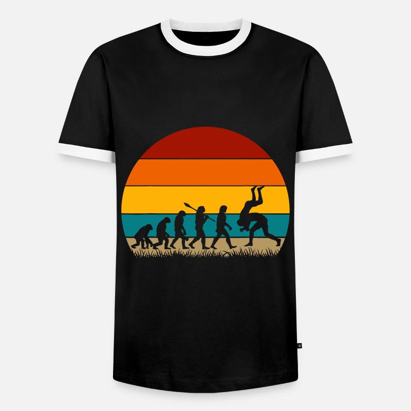 Retro Evolution Wrestling - Männer Kontrast-T-Shirt - Schwarz/Weiß