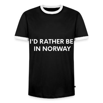 Je préfère être en Norvège - T-shirt contrasté Homme - noir/blanc - Devant - AI Model Female 172 light (172cm) & AI Model Male 178 light (178cm)