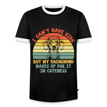 Ich kann keine Kinder haben, aber mein Dackelhund Hund Liebhaber Hund O - Männer Kontrast-T-Shirt - Schwarz/Weiß - Vorne - AI Model Female 172 light (172cm) & AI Model Male 178 light (178cm)