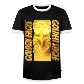 Eagle Head Gold Bird of Prey Bird Animal Nature - Men's Ringer Shirt - black/white - Front - AI Model Female 172 light (172cm) & AI Model Male 178 light (178cm)
