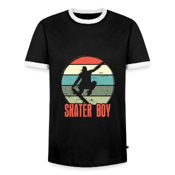 Skater Boy Skateboard Skateboarding Vintage - T-shirt contrasté Homme - noir/blanc - Devant - AI Model Female 172 light (172cm) & AI Model Male 178 light (178cm)