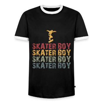 Skater Boy Skateboard Skateboarding Vintage - T-shirt contrasté Homme - noir/blanc - Devant - AI Model Female 172 light (172cm) & AI Model Male 178 light (178cm)