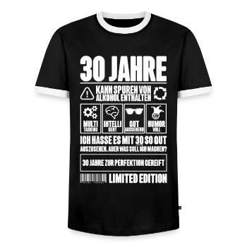 30. Geburtstag Männer Frauen Lustig 30 Jahre - Männer Kontrast-T-Shirt - Schwarz/Weiß - Vorne - AI Model Female 172 light (172cm) & AI Model Male 178 light (178cm)
