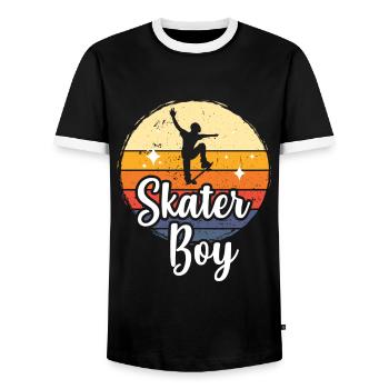 Skateboarding Skateboard Skater Boy - T-shirt contrasté Homme - noir/blanc - Devant - AI Model Female 172 light (172cm) & AI Model Male 178 light (178cm)