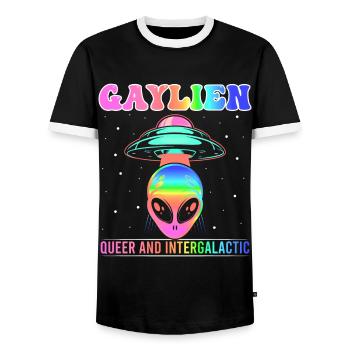 Gender Lesbian, Gay, Trans, Queer Rainbow - Men's Ringer Shirt - black/white - Front - AI Model Female 172 light (172cm) & AI Model Male 178 light (178cm)
