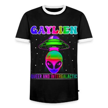 Gender Lesbian, Gay, Trans, Queer Rainbow - Men's Ringer Shirt - black/white - Front - AI Model Female 172 light (172cm) & AI Model Male 178 light (178cm)