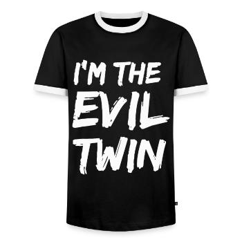 Ich bin der böse Zwilling lustige Halloween-Geschwister Matchin - Männer Kontrast-T-Shirt - Schwarz/Weiß - Vorne - AI Model Female 172 light (172cm) & AI Model Male 178 light (178cm)