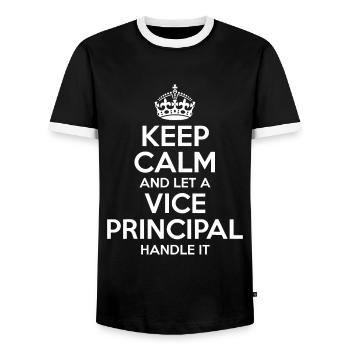 VICE PRINCIPAL Cadeau Drôle Titre du poste Profession Bir - T-shirt contrasté Homme - noir/blanc - Devant - AI Model Female 172 light (172cm) & AI Model Male 178 light (178cm)
