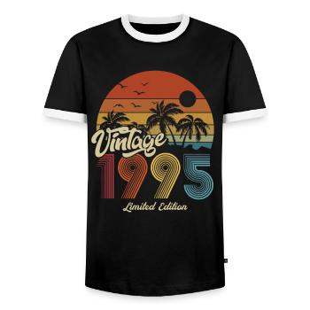 1995 Anniversaire né en 1995 Retro Vintage - T-shirt contrasté Homme - noir/blanc - Devant - AI Model Female 172 light (172cm) & AI Model Male 178 light (178cm)
