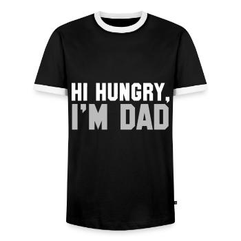 Hallo Hungrig, ich bin Papa T-Shirt für Männer Dad Witz für Papa - Männer Kontrast-T-Shirt - Schwarz/Weiß - Vorne - AI Model Female 172 light (172cm) & AI Model Male 178 light (178cm)