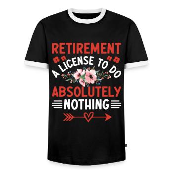 Grand-mère retraitée Pension de retraite Grand-mère Reti - T-shirt contrasté Homme - noir/blanc - Devant - AI Model Female 172 light (172cm) & AI Model Male 178 light (178cm)